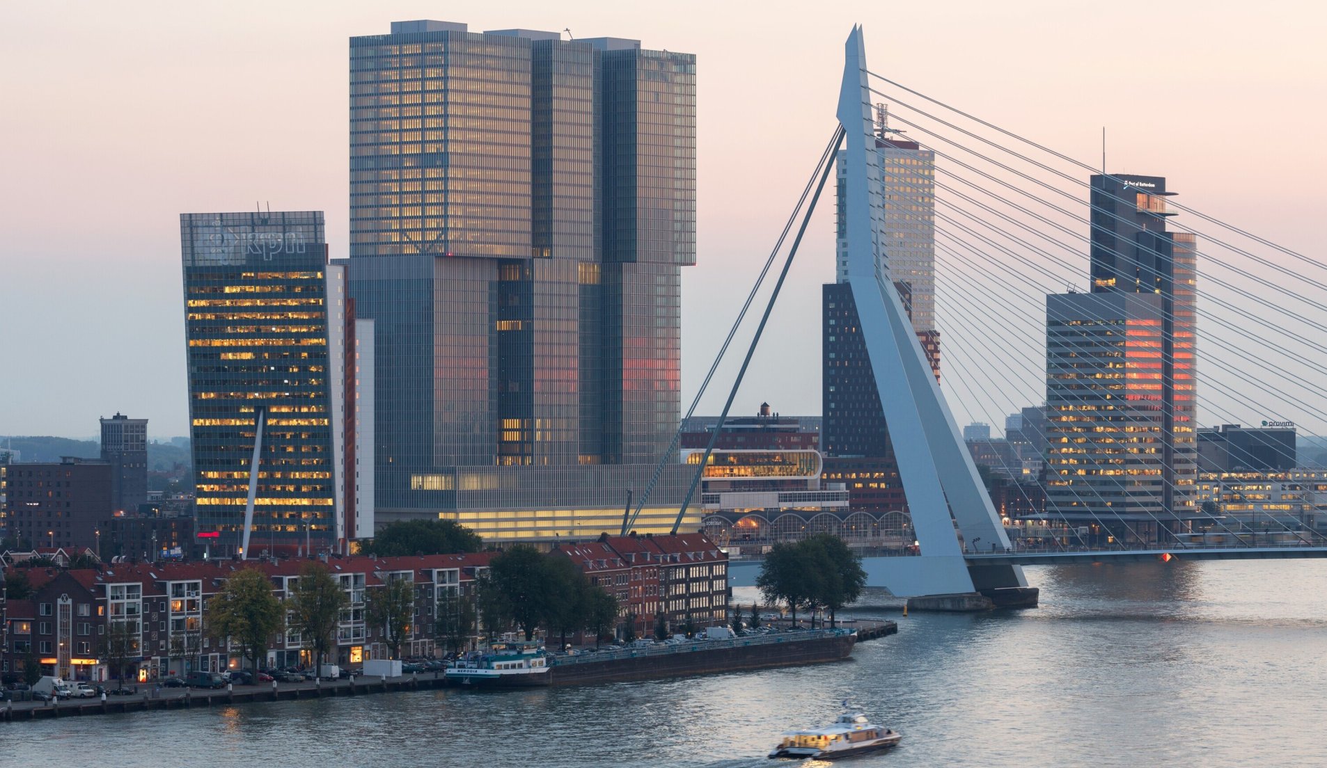 De haven in het centrum van Rotterdam