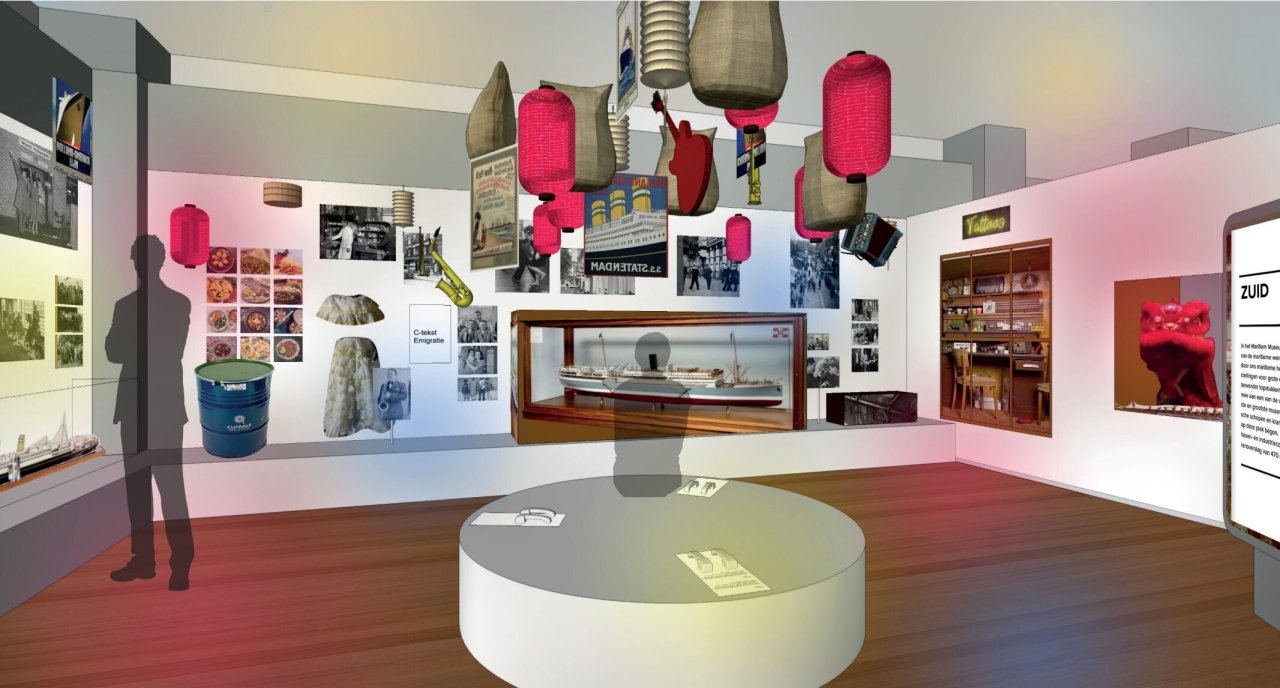 Artist impression van de tentoonstelling Bestemming Havenstad
