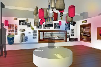 Artist impression van de tentoonstelling Bestemming Havenstad