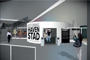 Artist impression van de tentoonstelling Bestemming Havenstad